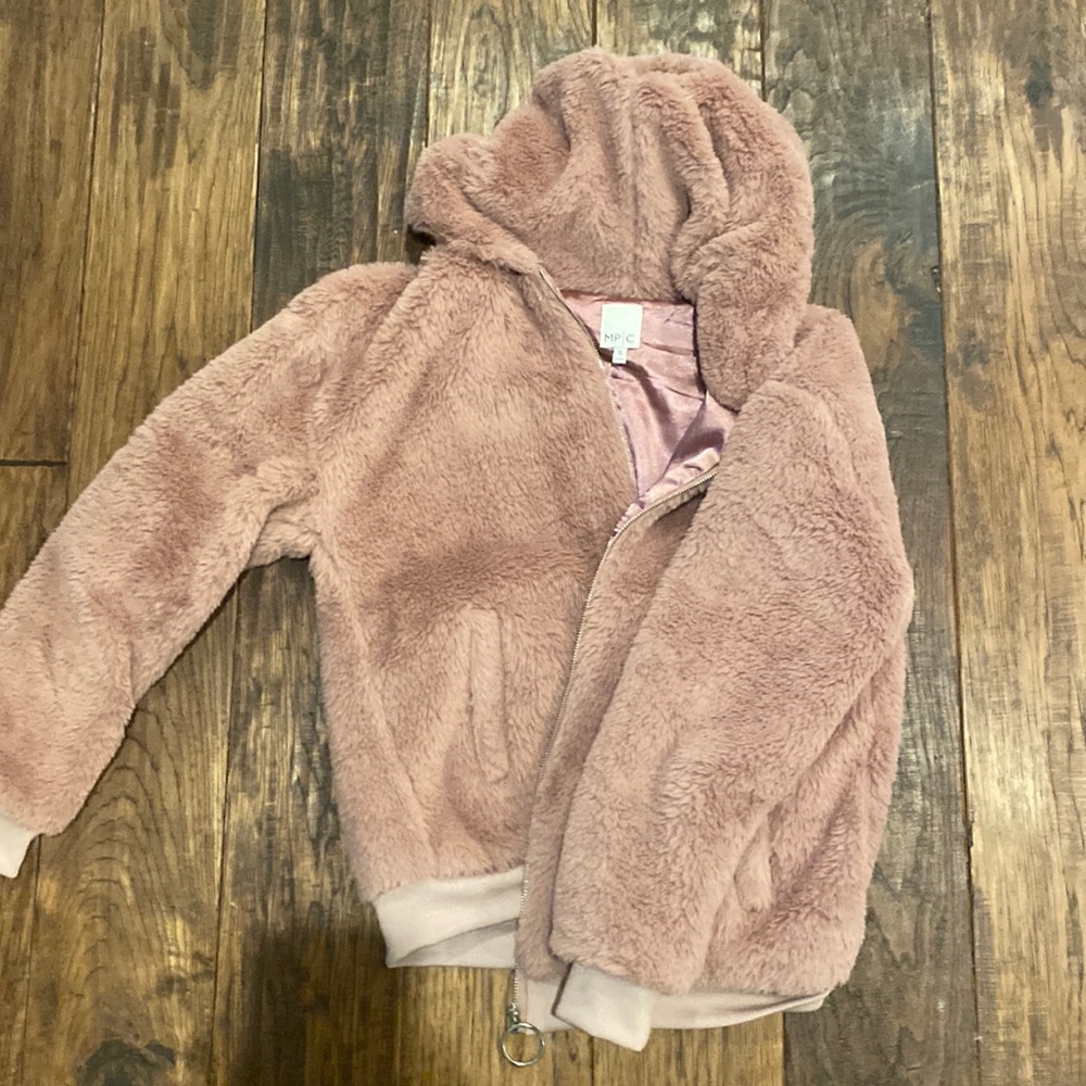 Pink furry zip up